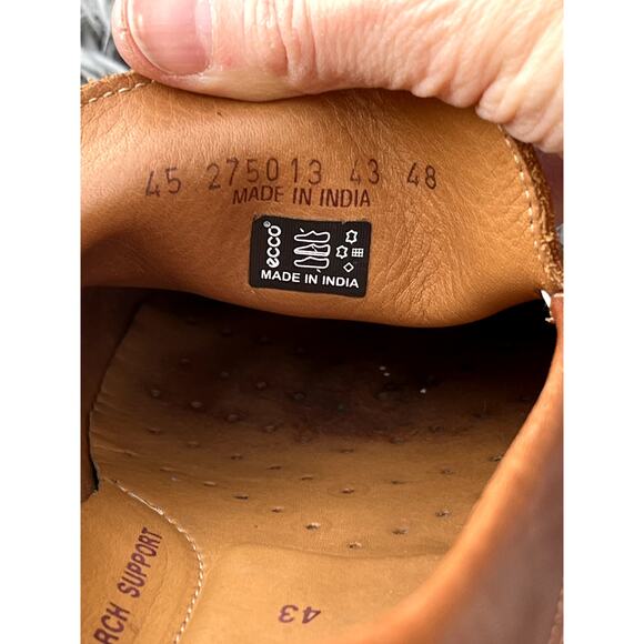 ECCO Tan Leather Driving Moccasin Loafers Slip On Shoes Brown Mens 43 US 10 - Picture 10 of 11